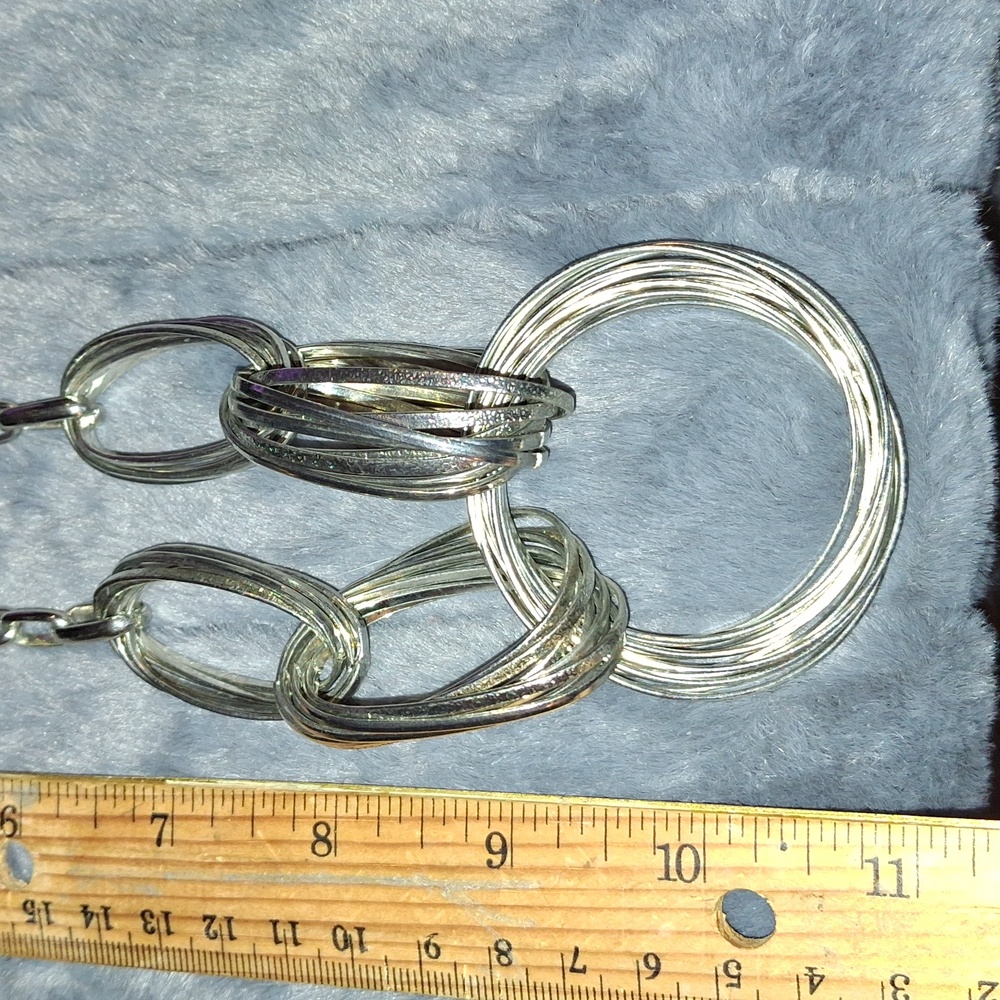 Silver Multiring Statement Necklace Inc. Brand Euc - image 7